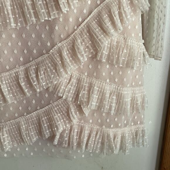 BCBGMAXAZRIA Pleated Tulle Mini Dress in Regal Champagne - Picture 6 of 16